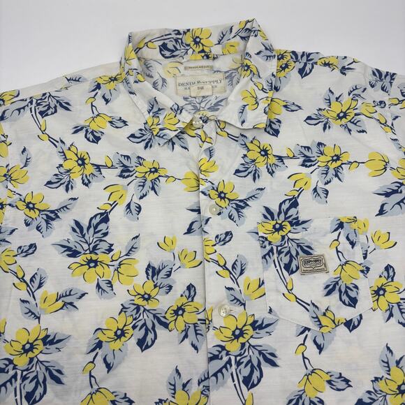 Denim & Supply Ralph Lauren Large Flower Hawaiian Button Up Short Sleeve Shirt - Picture 1 of 5
